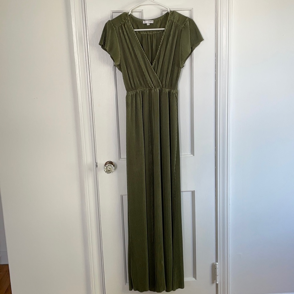 Athena Sage Plated Maxi Dress
